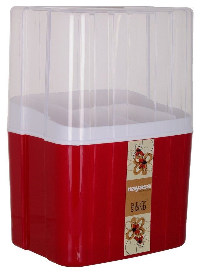 Nayasa Plastic Cutlery Stand | 1 Pieces | Spoon Fork Chopstick Storage Holder Box | Tableware Shelf Organazation Rack | Cutlery Drain Rack Organizer | Case for Kitchen | Storage stand | Red - Image 2